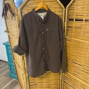 The North Face Men’s Brown Modal Blend Roll-Tab Sleeve Button-Down Shirt Large
